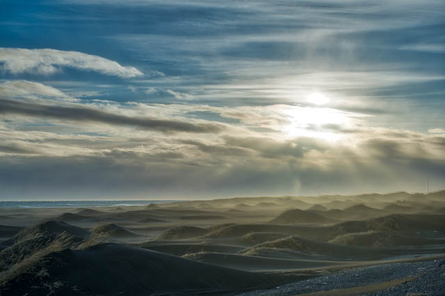 winds blowing on a seaside in Iceland