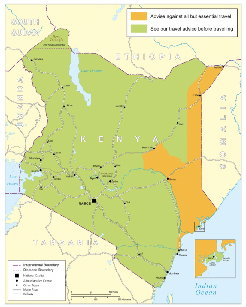 Kenya travel advisory by UK Govt
