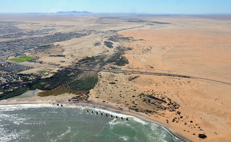 An aerial view of Namibia's coastline