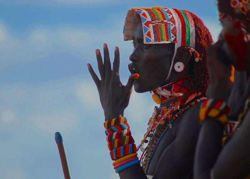 A Moran takes part in a Samburu ceremony