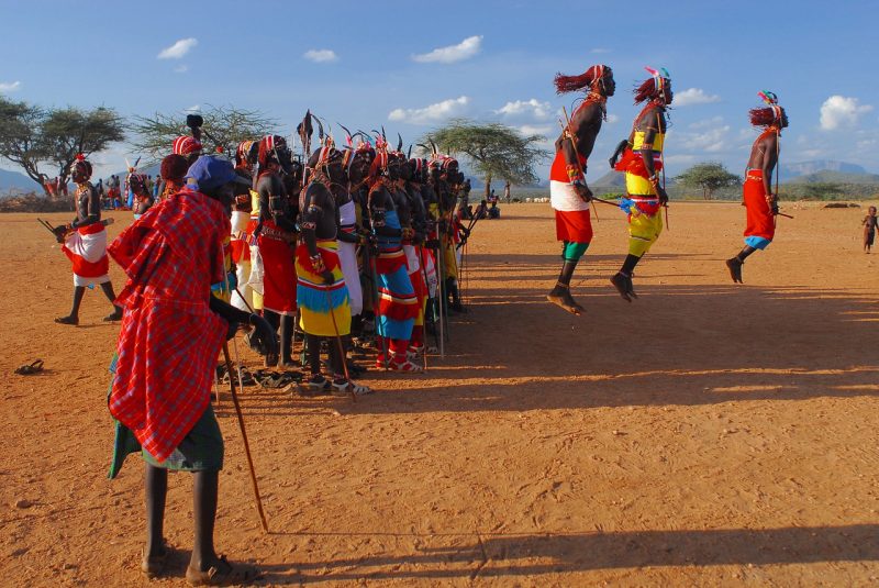 The Samburu tribe performing their traditional dance