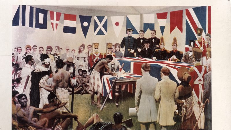 Reconstruction of signing the Waitangi treaty