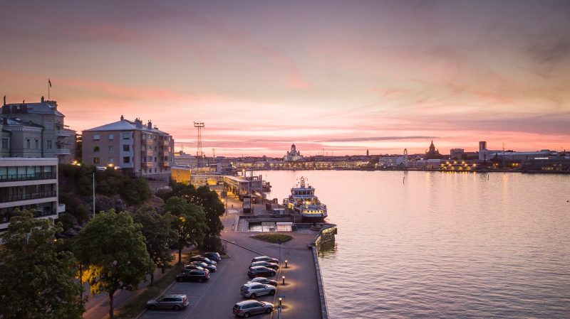 Scenic sunset in Helsinki