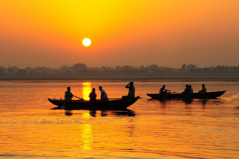 Sunset observed near the holy river Ganga