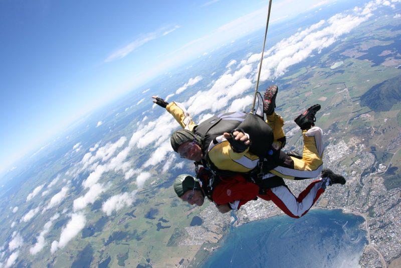 Sky diving over Lake Taupo