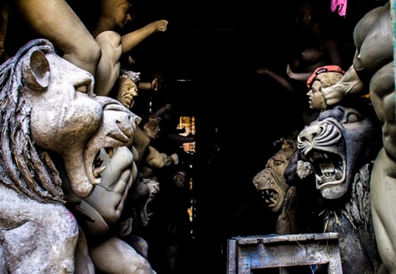 Sculpted idols at Kumartuli