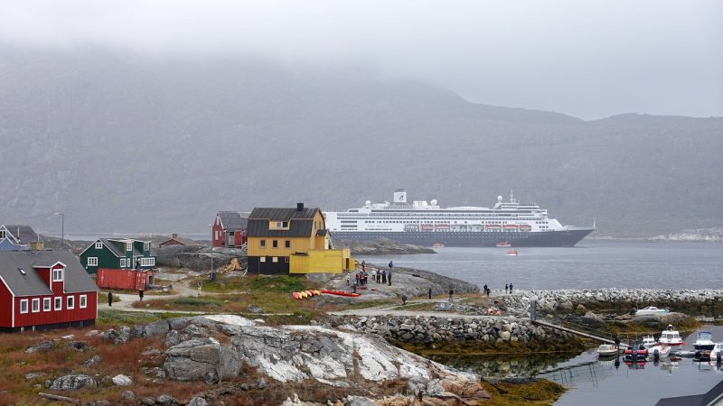 A cruise ship passes by the Nanortalik settlement
