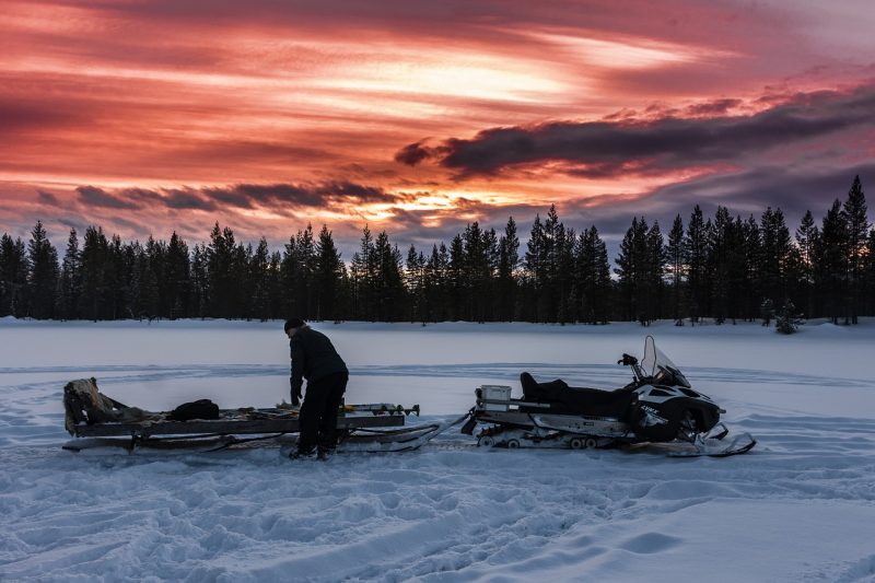 Snowmobiling in the picturesque Greenland