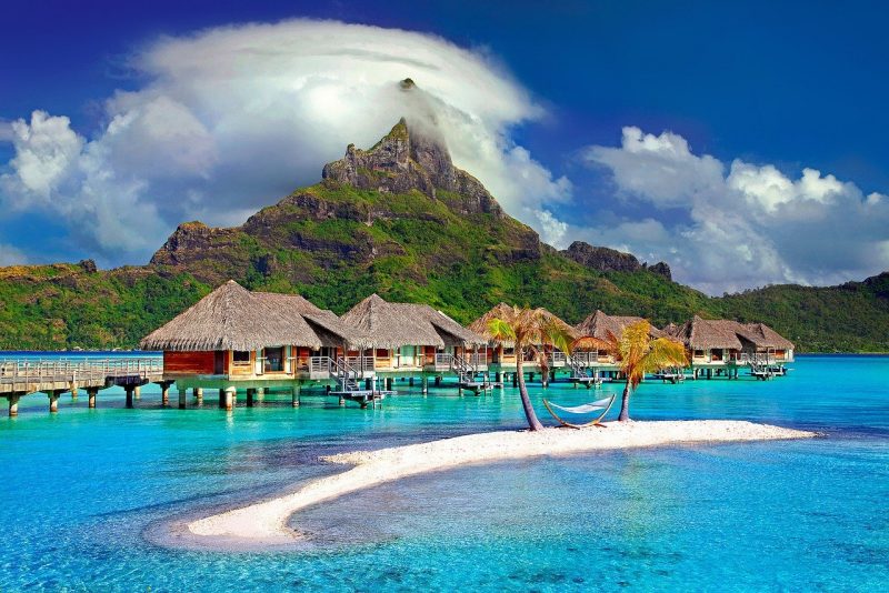 Overwater bungalows in Bora Bora