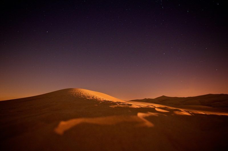 The beautiful Sahara Desert under the Moroccan sky