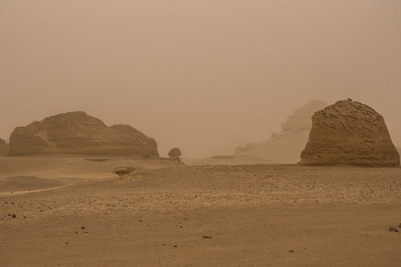Sandstorms in the Sahara Desert
