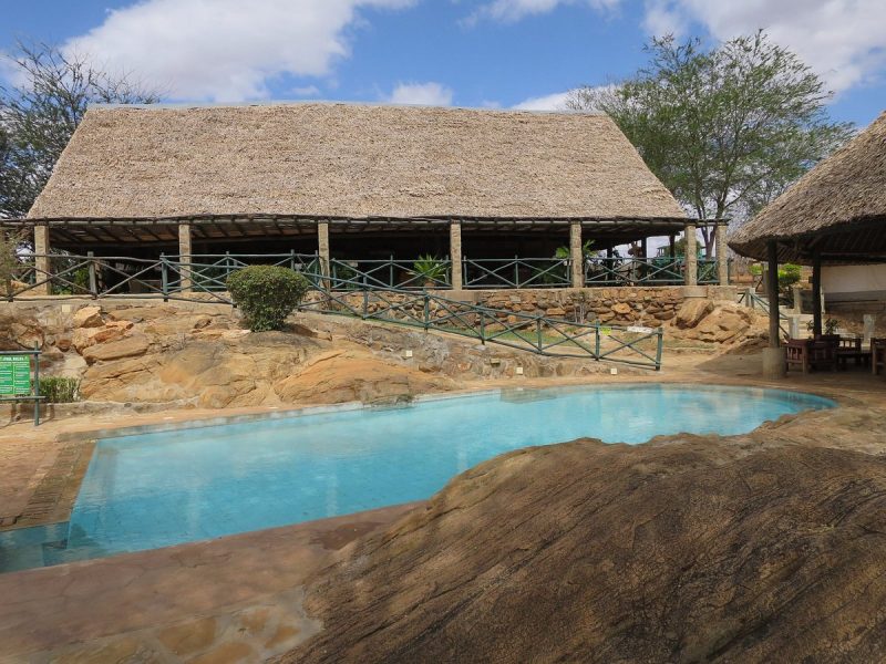 The swimming pool at Man Eaters Lodge