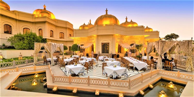 Outdoor dining at The Lalit Laxmi Vilas Palace
