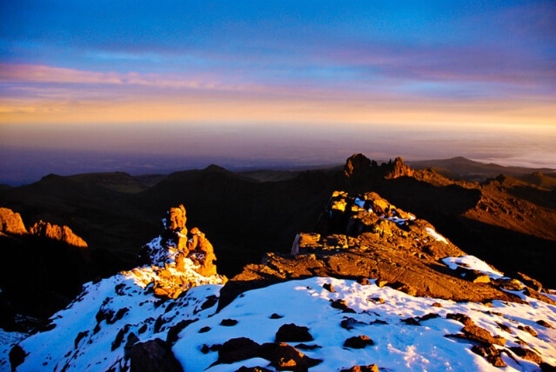 Sunrise on top of Mount Kenya
