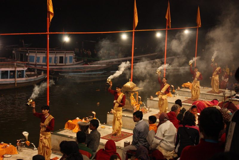 Ganga Aarti being performed