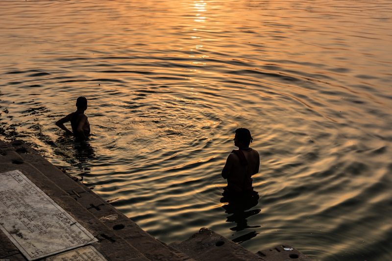 Devotees take a dip in the Ganges River